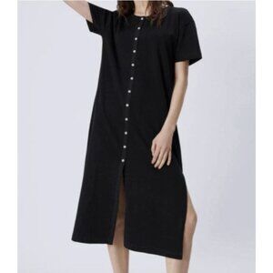 ZARA WOMENS BLACK LONG BUTTON DRESS SMALL